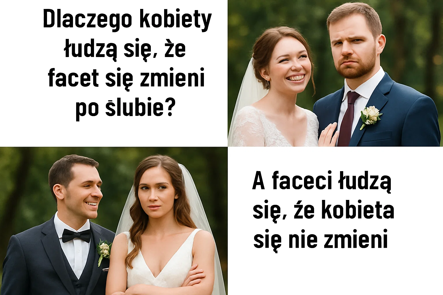 Dlaczego kobiety łudzą się że facet się zmieni po ślubie, a faceci łudzą się że kobieta się nie zmieni